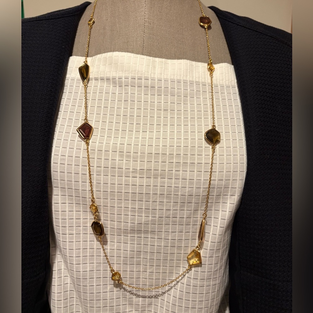 Stella and Dot Pippa Necklace, Gold and Brown, lightweight